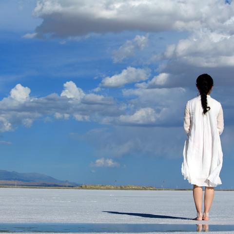 woman standing on beach